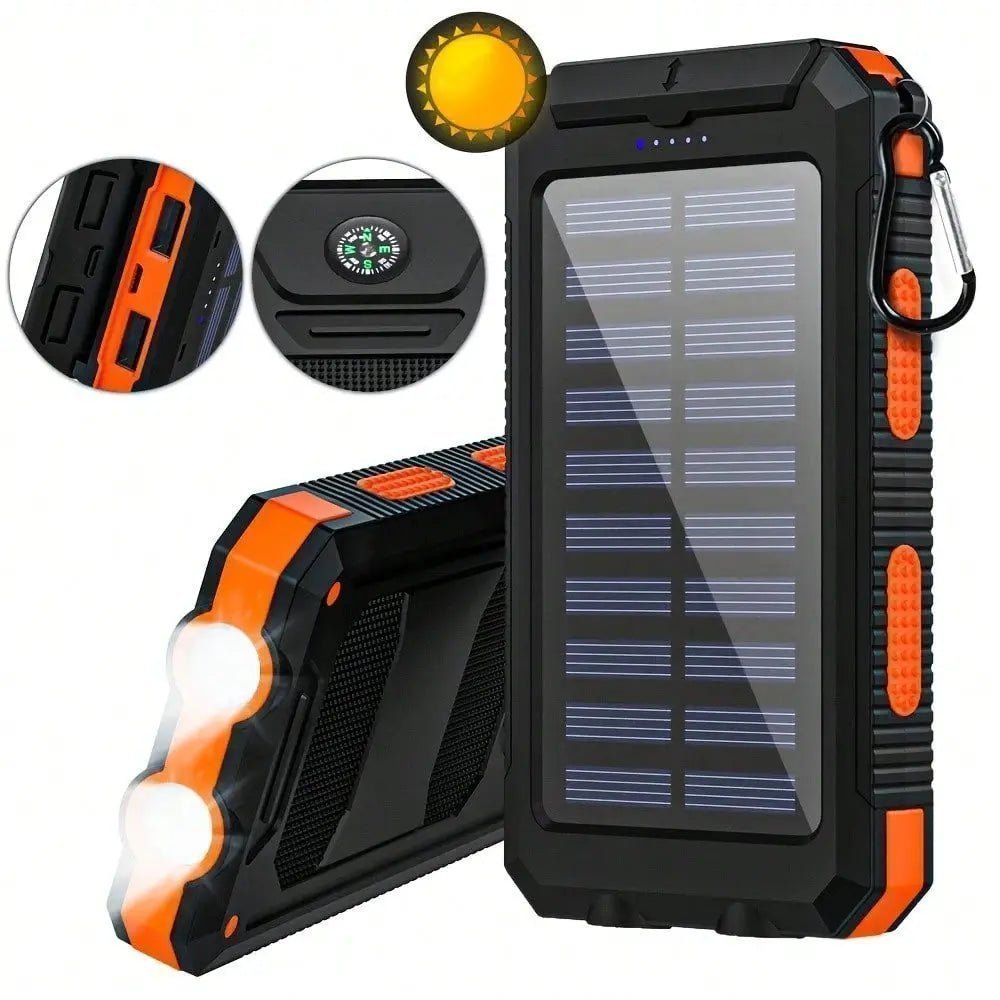 10000mAh Solar Power Bank | Portable Solar Charger with QC3.0 Dual USB for Travel Camping | Shopulia