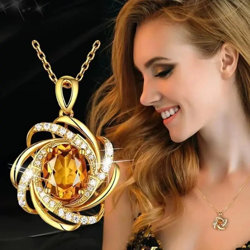 18K Gold Plated Topaz Pendant Necklace – Elegant Women’s Jewelry Gift | Shopulia