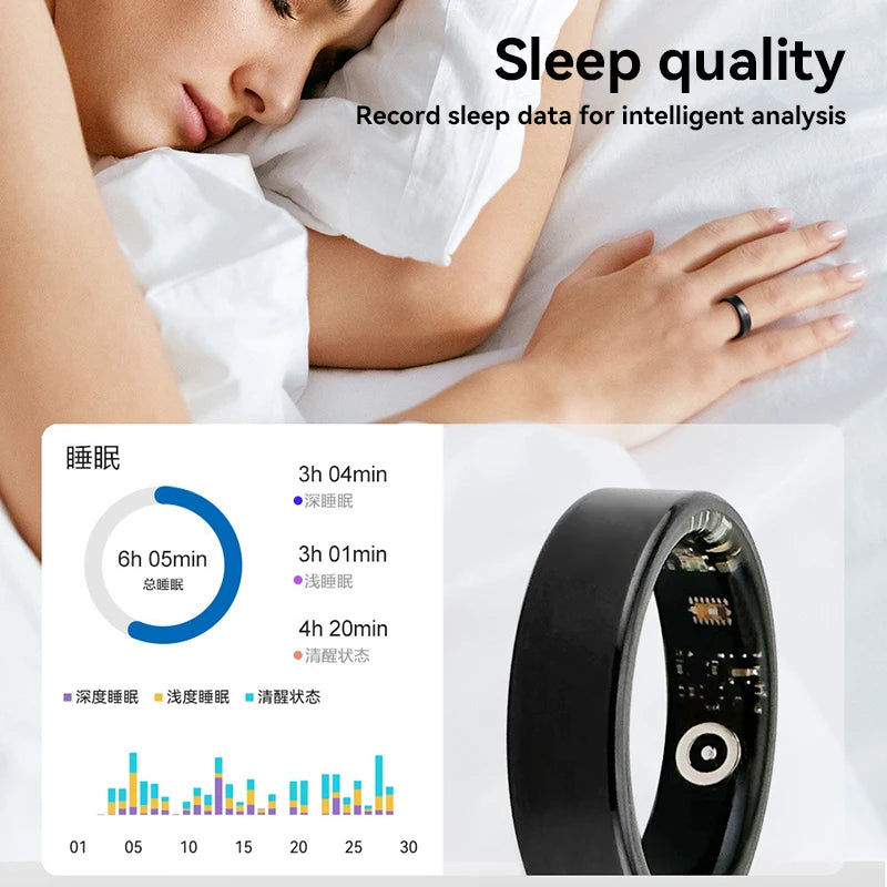 SR08 Smart Fitness Ring with Heart Rate and Blood Oxygen Monitoring