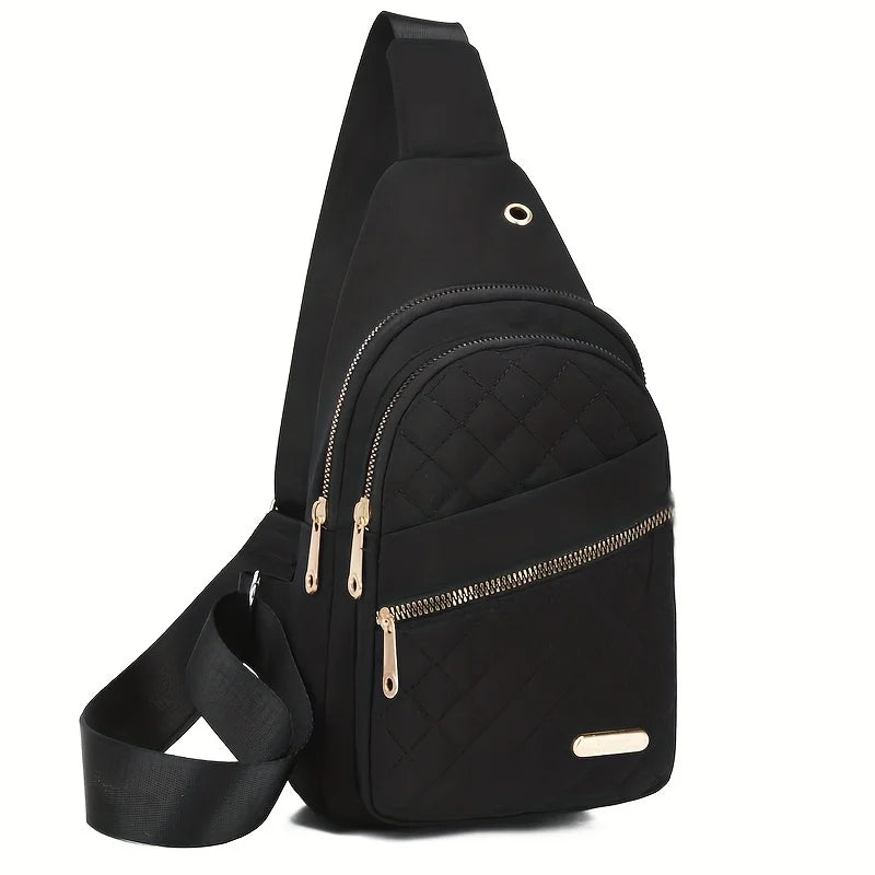 Secure & Organized: Lightweight Oxford Sling with Interior Zipper Pocket - Shopulia