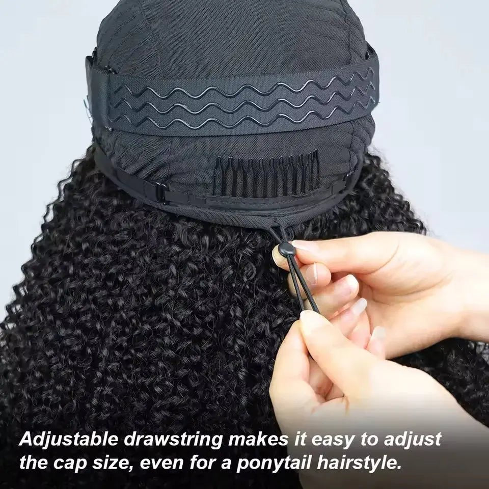 3 IN 1 Half Wig With Drawstring Seamless Clip Ins Flip Over Kinky Curly Wig 200% Density Curly Half Wigs for Women hair | Shopulia