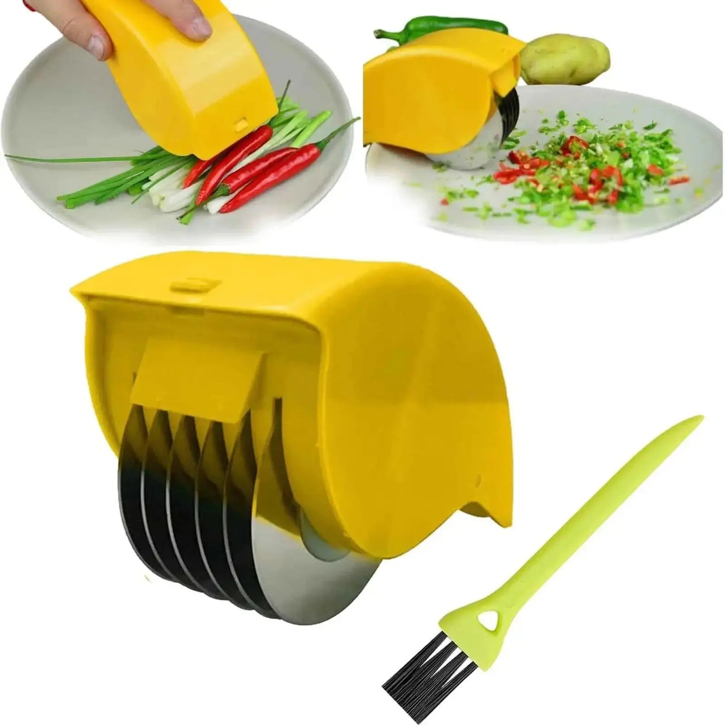 VeggieRoll™ Manual Chopper with 6 Stainless Blades Shopulia