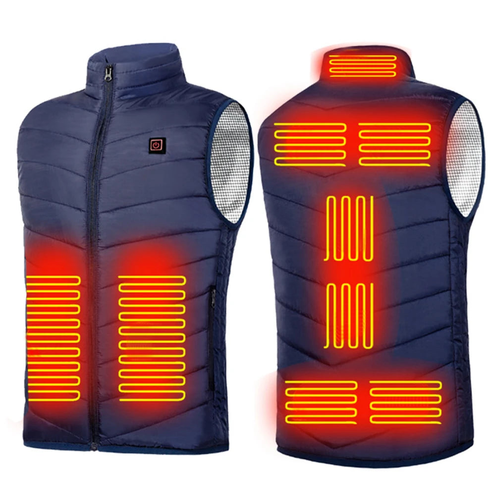 9 Heated Vest Zones Electric Heated Jackets Men Women Sportswear Heated Coat Graphene Heat Coat USB Heating Jacket For Camping Shopulia