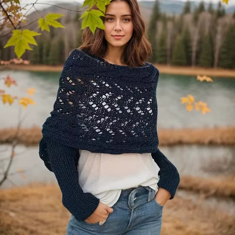 The CozeWrap: All-in-One Knitted Scarf with Sleeves | Winter Wear for Women - Shopulia