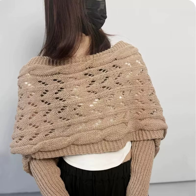 The CozeWrap: All-in-One Knitted Scarf with Sleeves | Winter Wear for Women - Shopulia