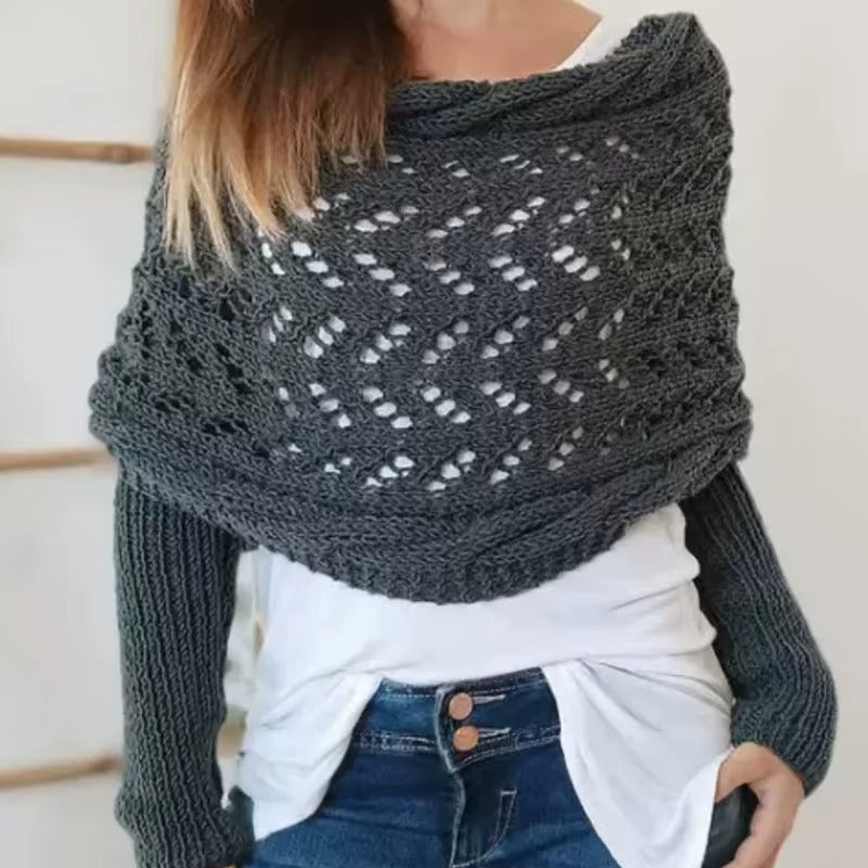 The CozeWrap: All-in-One Knitted Scarf with Sleeves | Winter Wear for Women - Shopulia