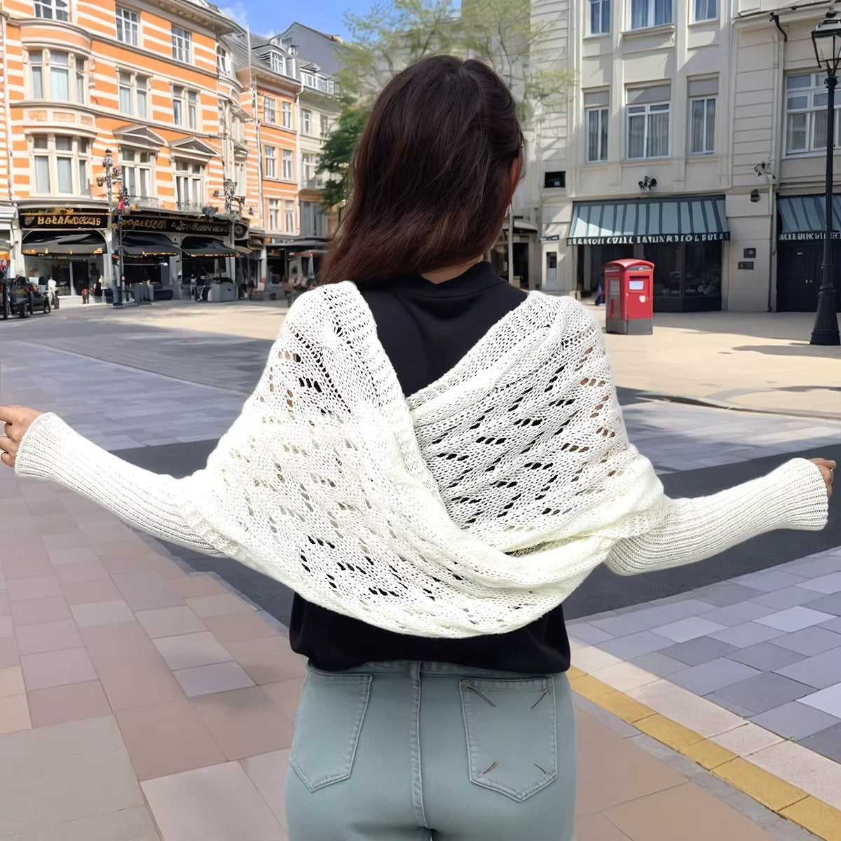 The CozeWrap: All-in-One Knitted Scarf with Sleeves | Winter Wear for Women - Shopulia