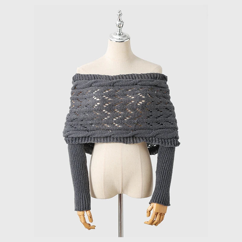 The CozeWrap: All-in-One Knitted Scarf with Sleeves | Winter Wear for Women - Shopulia