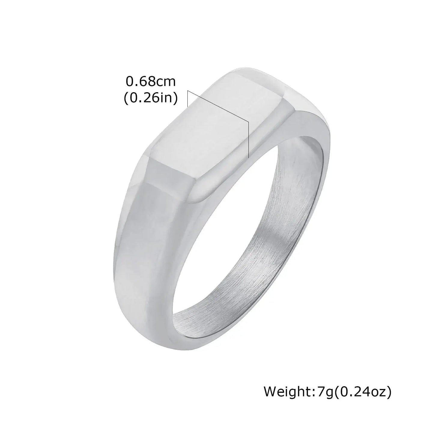 Square Signet Ring for Men Women,Gold Color Stainless Steel Ring Plain Band Ring,Statement Chunky Ring Band Thumb Ring | Shopulia