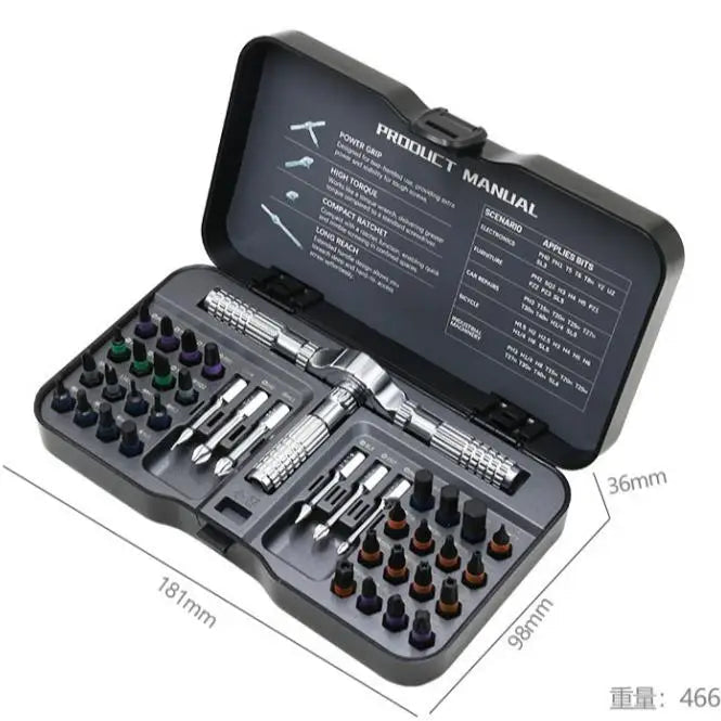 24 in1 Magnetic Screwdriver Set,Rotary Ratchet Sscrewdriver Set,Multi-Function Repair Tool With Detachable Handle,DIY Enthusiast Shopulia