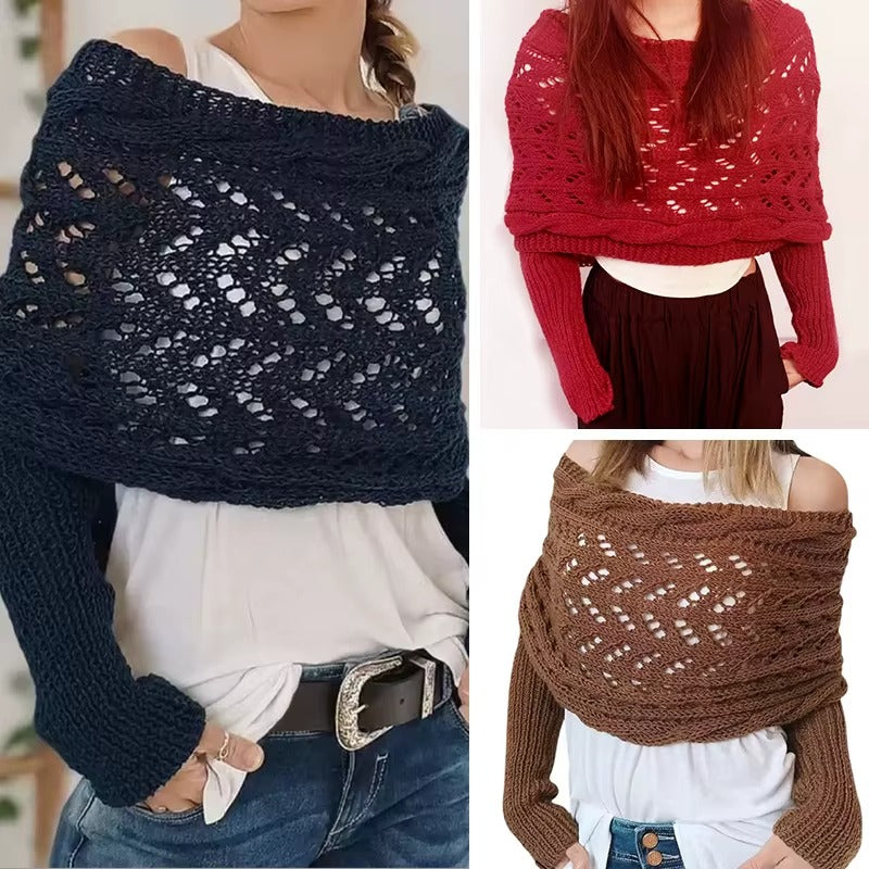 The CozeWrap: All-in-One Knitted Scarf with Sleeves | Winter Wear for Women - Shopulia