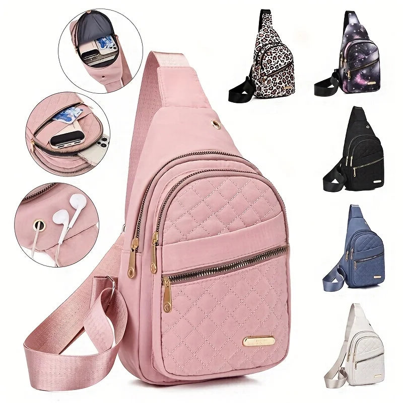 Secure & Organized: Lightweight Oxford Sling with Interior Zipper Pocket - Shopulia