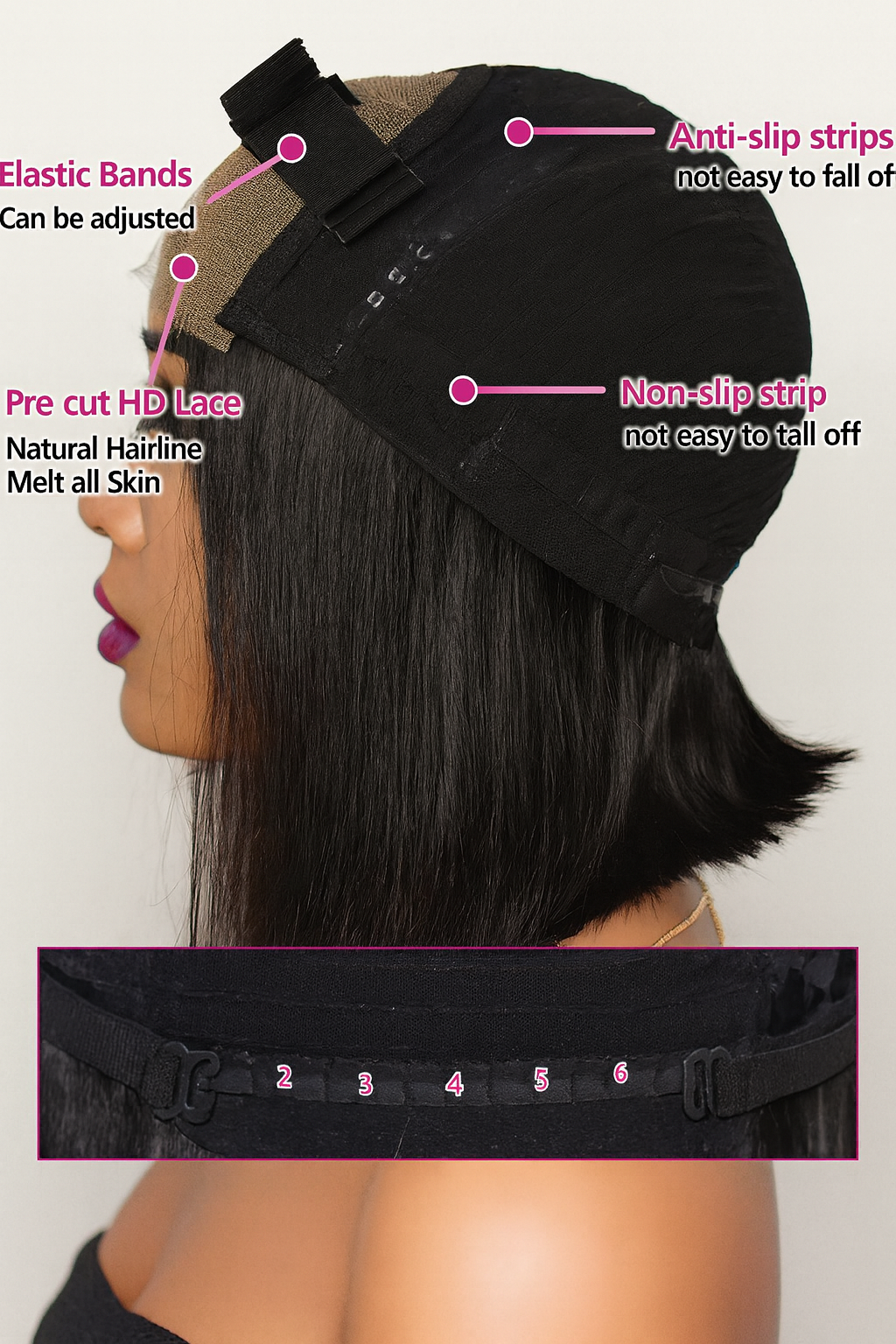 Glueless Bob Wig Human Hair - Ready to Wear Straight Wig with 4x4 Transparent Lace Closure Shopulia