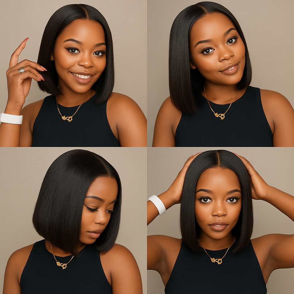 Glueless Bob Wig Human Hair - Ready to Wear Straight Wig with 4x4 Transparent Lace Closure Shopulia