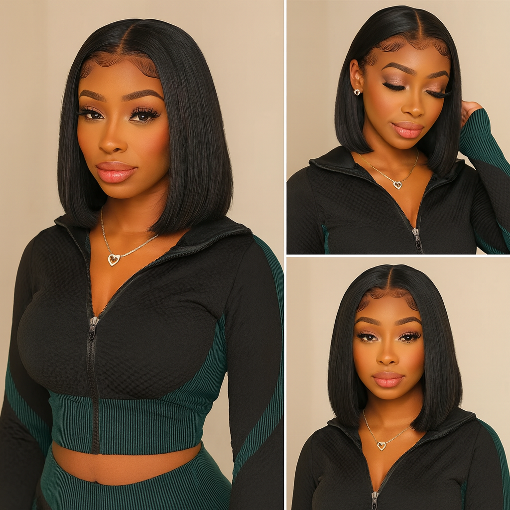 Glueless Bob Wig Human Hair - Ready to Wear Straight Wig with 4x4 Transparent Lace Closure Shopulia