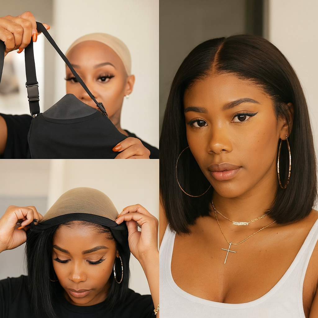 Glueless Bob Wig Human Hair - Ready to Wear Straight Wig with 4x4 Transparent Lace Closure Shopulia