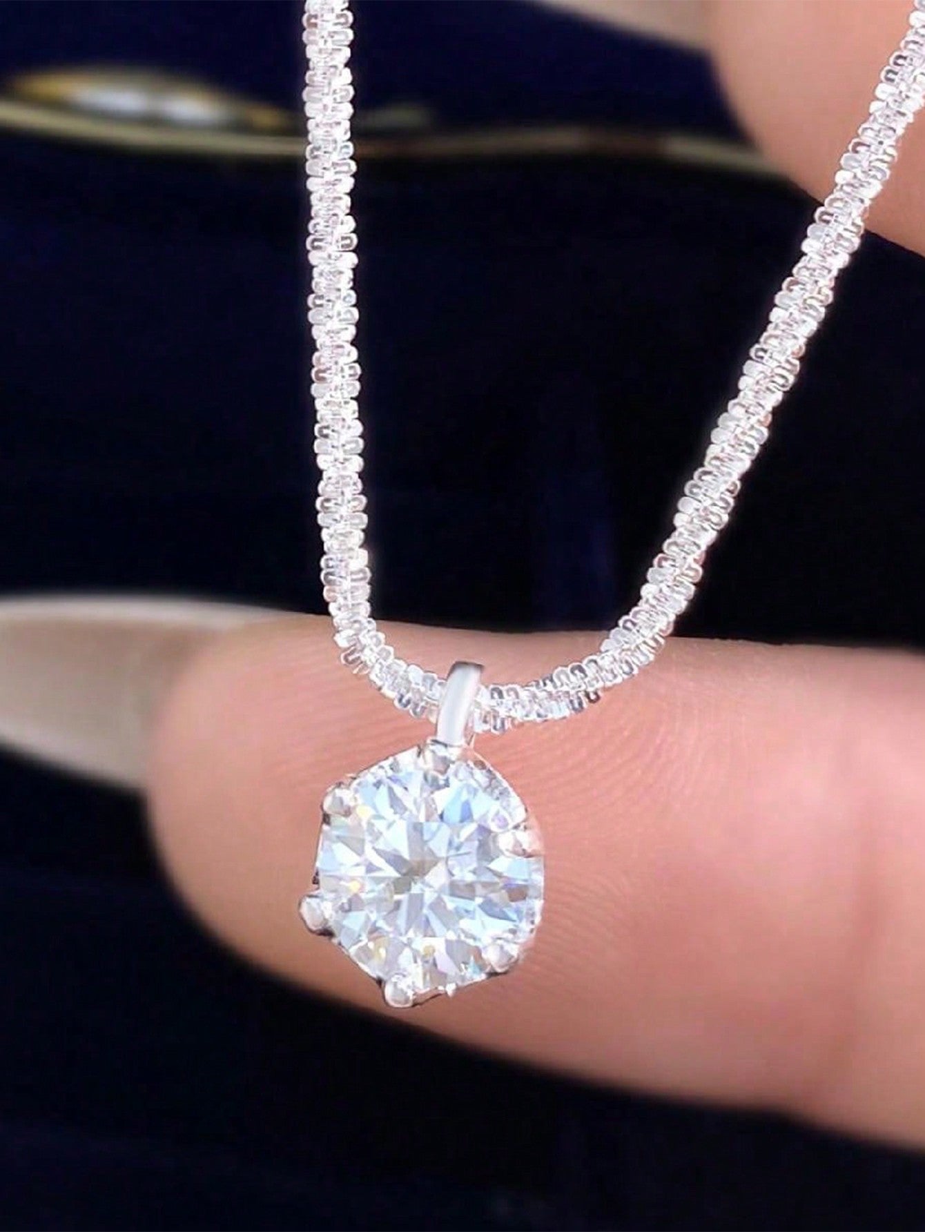 1CT D-Color Moissanite Solitaire Pendant | 6 Prong 925 Sterling Silver Necklace | Sparkling Wedding Engagement Eternal Promise Jewelry for Women Shopulia