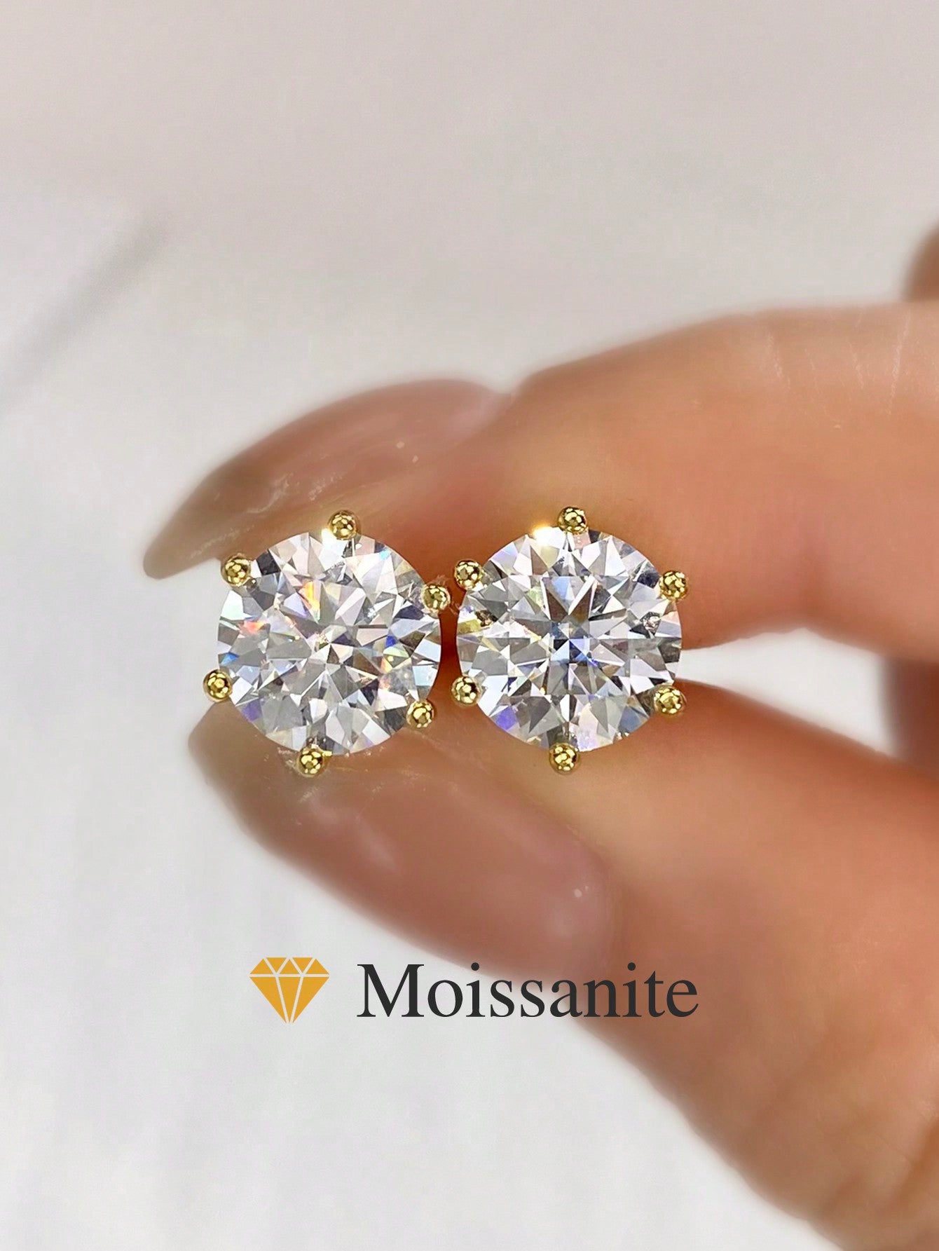 1Pair 6 Claws Classic Earrings 2ct Moissanite Diamond Earrings S925 Sterling Silver Wedding Earrings Engagement Stud Earrings Luxury Jewelry For Gifts Girls Women Anniversary Shopulia
