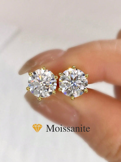 1Pair 6 Claws Classic Earrings 2ct Moissanite Diamond Earrings S925 Sterling Silver Wedding Earrings Engagement Stud Earrings Luxury Jewelry For Gifts Girls Women Anniversary Shopulia