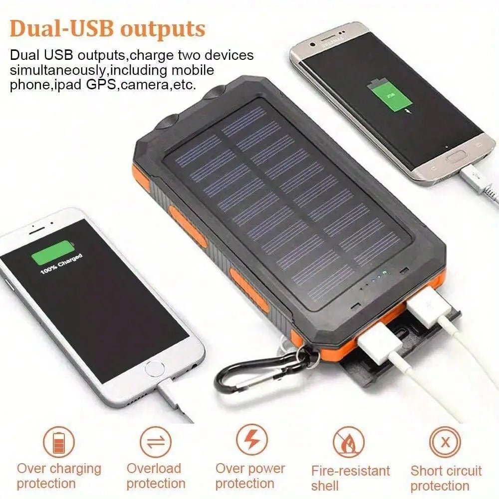 10000mAh Solar Power Bank | Portable Solar Charger with QC3.0 Dual USB for Travel Camping | Shopulia