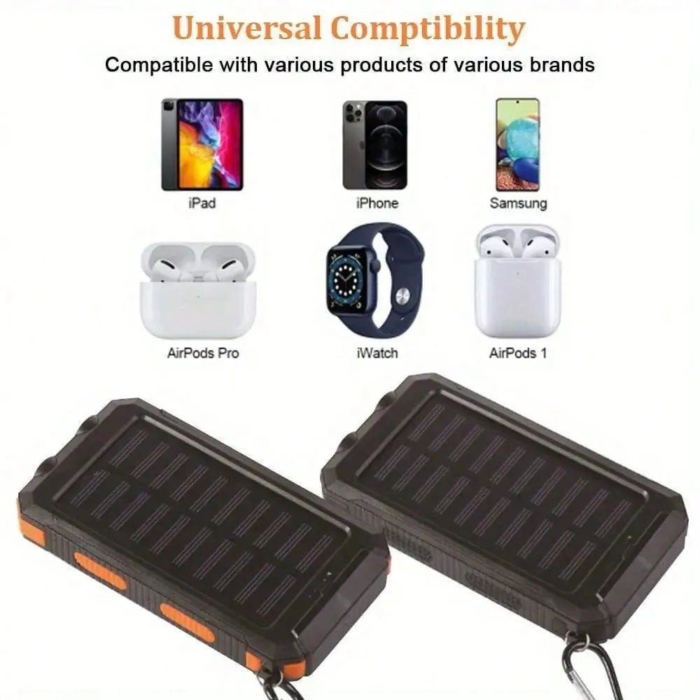 10000mAh Solar Power Bank | Portable Solar Charger with QC3.0 Dual USB for Travel Camping | Shopulia