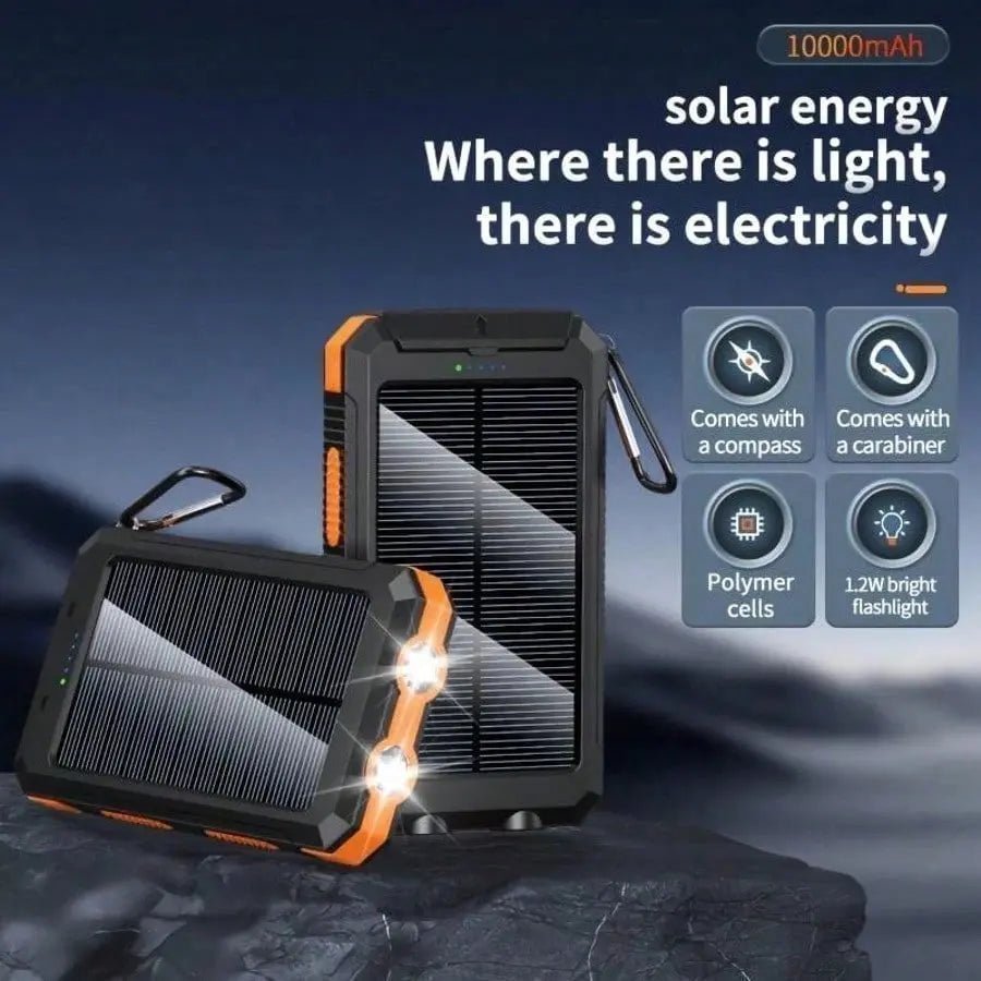 10000mAh Solar Power Bank | Portable Solar Charger with QC3.0 Dual USB for Travel Camping | Shopulia
