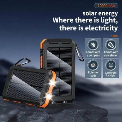 10000mAh Solar Power Bank | Portable Solar Charger with QC3.0 Dual USB for Travel Camping | Shopulia