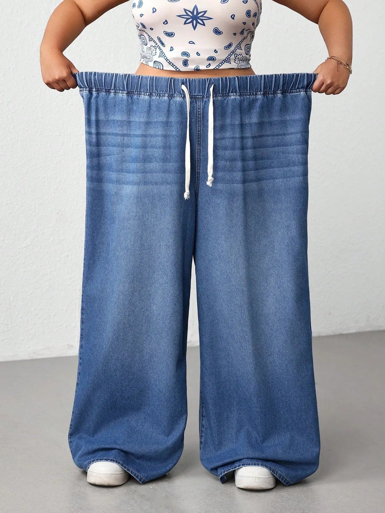 Plus Size Oversized Wide-Leg Jeans | CURVE+ Lightweight Summer Denim Pants | Shopulia