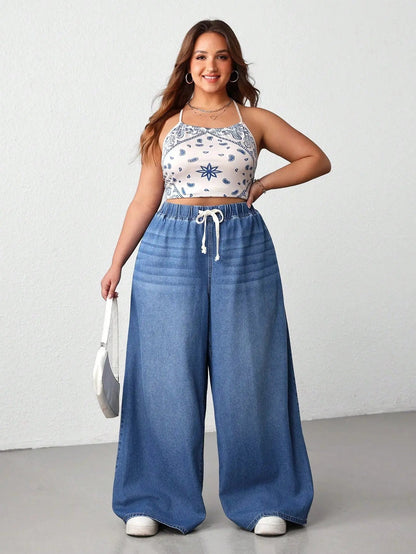 Plus Size Oversized Wide-Leg Jeans | CURVE+ Lightweight Summer Denim Pants | Shopulia