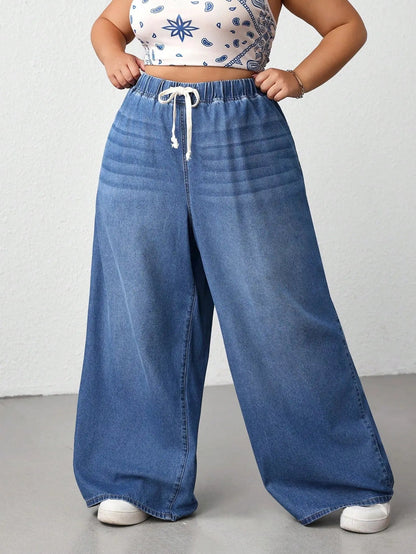 Plus Size Oversized Wide-Leg Jeans | CURVE+ Lightweight Summer Denim Pants | Shopulia