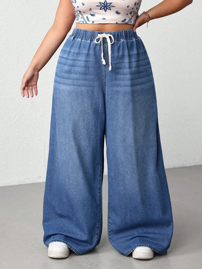 Plus Size Oversized Wide-Leg Jeans | CURVE+ Lightweight Summer Denim Pants | Shopulia