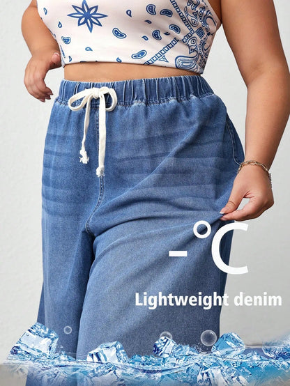 Plus Size Oversized Wide-Leg Jeans | CURVE+ Lightweight Summer Denim Pants | Shopulia