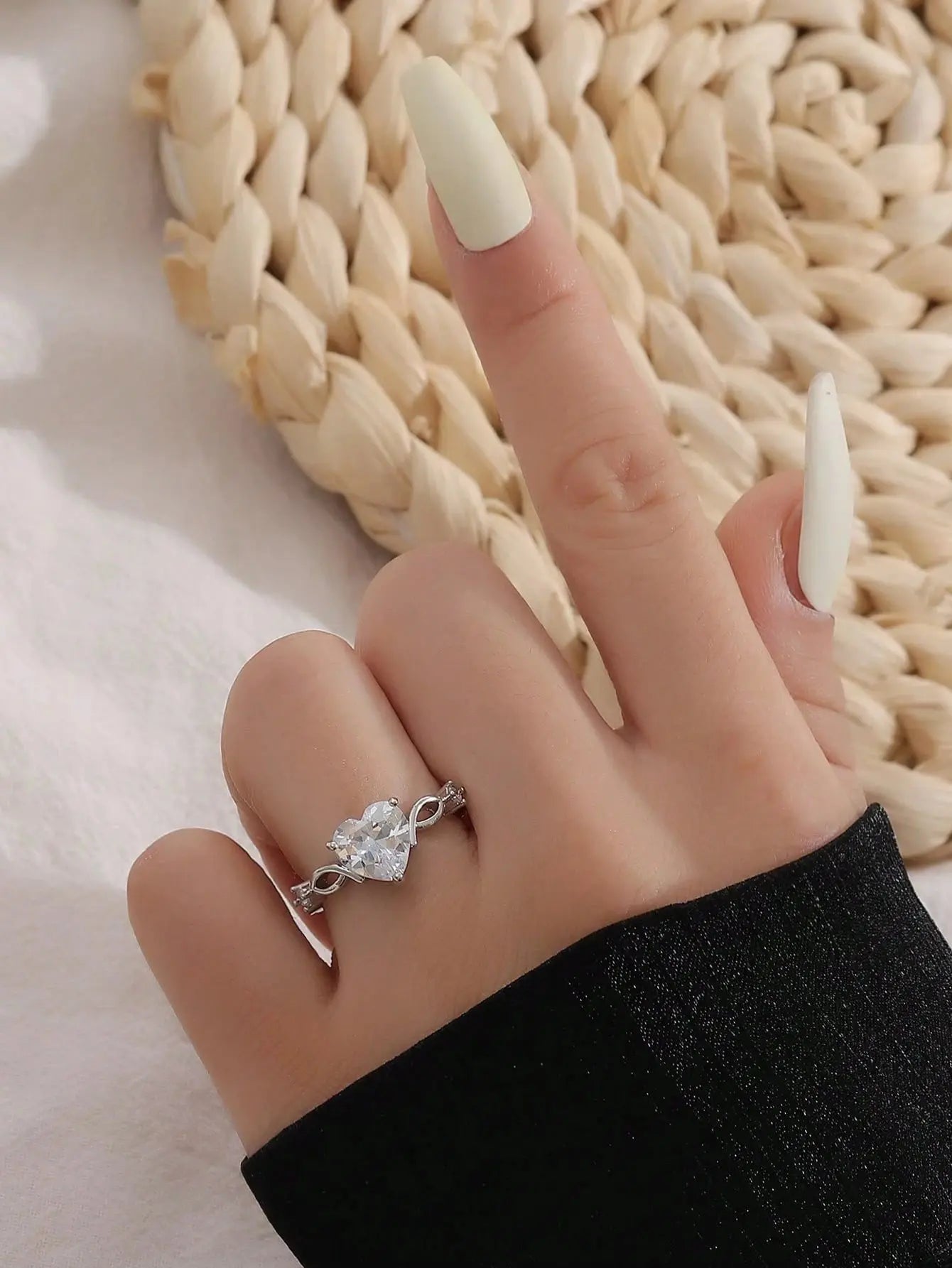 Curated Elegance: 5Pcs Eternal CZ Ring Set - Copper Inlaid Adjustable Minimalist Bands for Wedding, Party & Holiday Gifts | Shopulia