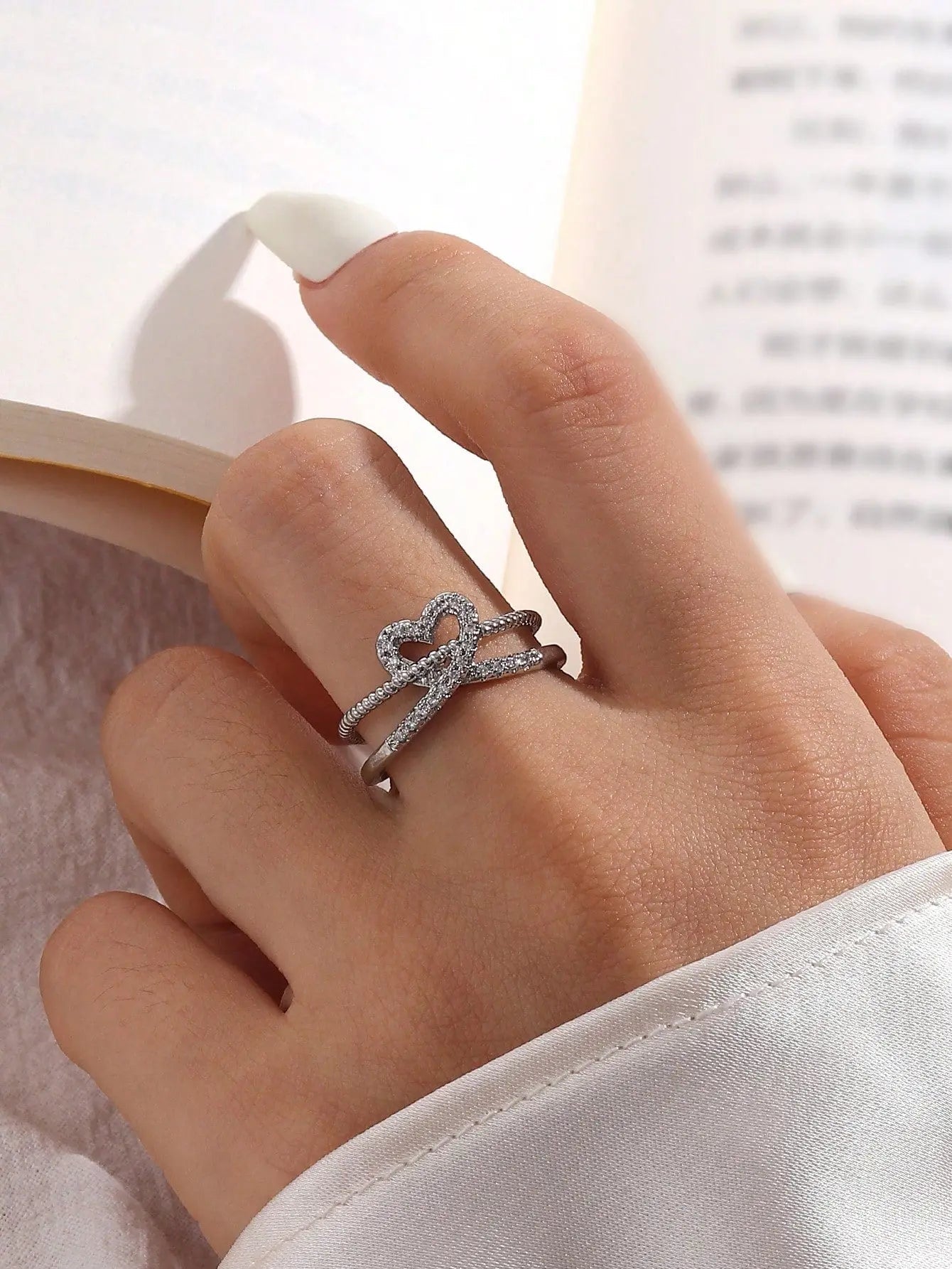 Curated Elegance: 5Pcs Eternal CZ Ring Set - Copper Inlaid Adjustable Minimalist Bands for Wedding, Party & Holiday Gifts | Shopulia