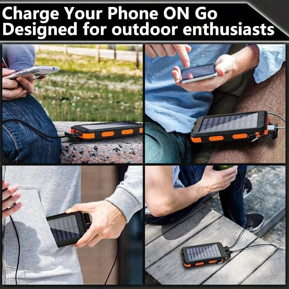 10000mAh Solar Power Bank | Portable Solar Charger with QC3.0 Dual USB for Travel Camping | Shopulia