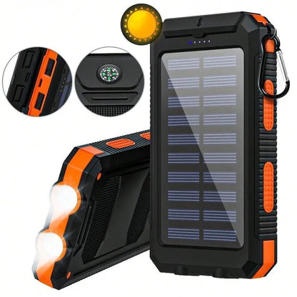 10000mAh Solar Power Bank | Portable Solar Charger with QC3.0 Dual USB for Travel Camping | Shopulia