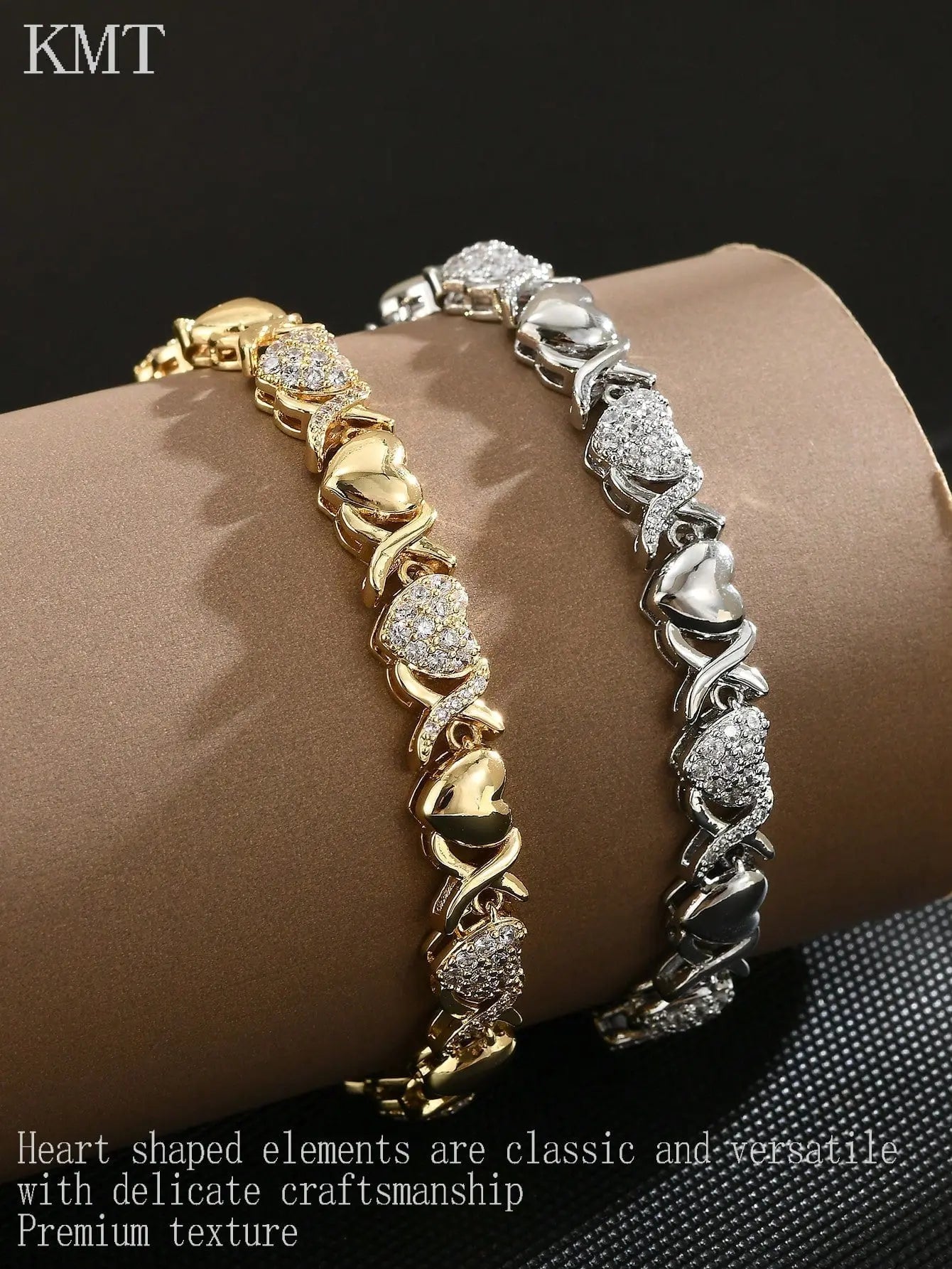 Sparkle Heart CZ Bracelet: Copper Inlaid Cubic Zirconia Luxury Tennis Bracelet in Gift Box | Shopulia