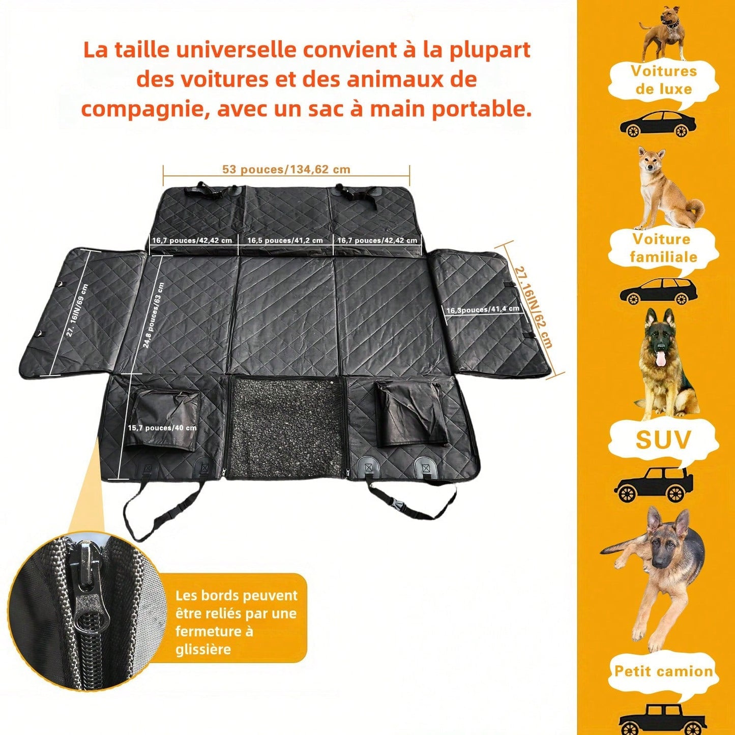 Hard Bottom Back Seat Extender for Dogs – Large Space Black Dog Hammock for Car, SUV, Truck – Polyester Fabric with Polyester Filling | Shopulia