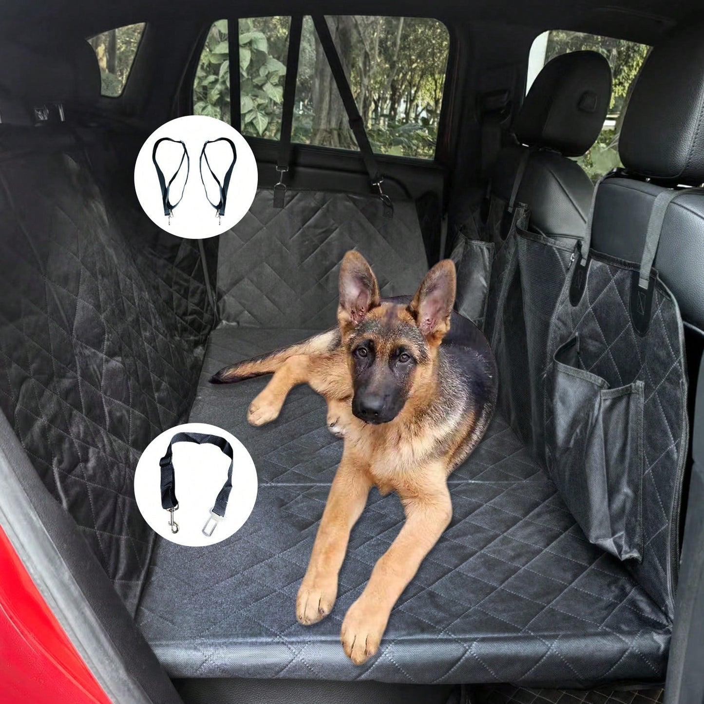 Hard Bottom Back Seat Extender for Dogs – Large Space Black Dog Hammock for Car, SUV, Truck – Polyester Fabric with Polyester Filling | Shopulia