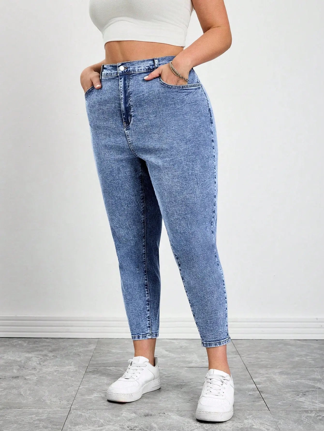 Plus Size High Stretch Jeans | Elastic Waist Y2K Denim for Women | Curve Sizes Up to 8XL | Shopulia