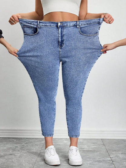 Plus Size High Stretch Jeans | Elastic Waist Y2K Denim for Women | Curve Sizes Up to 8XL | Shopulia