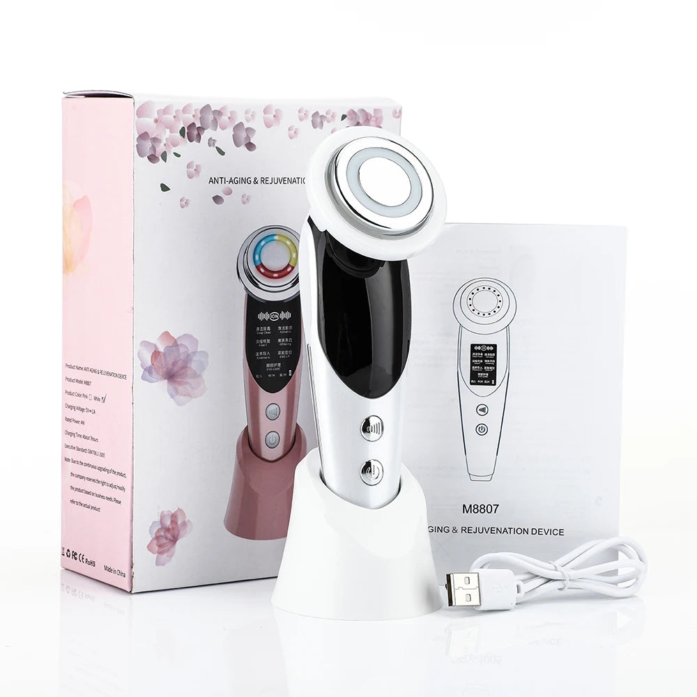 7-in-1 RF EMS Facial Massager – Anti-Aging, Skin Tightening & Light Therapy Wand