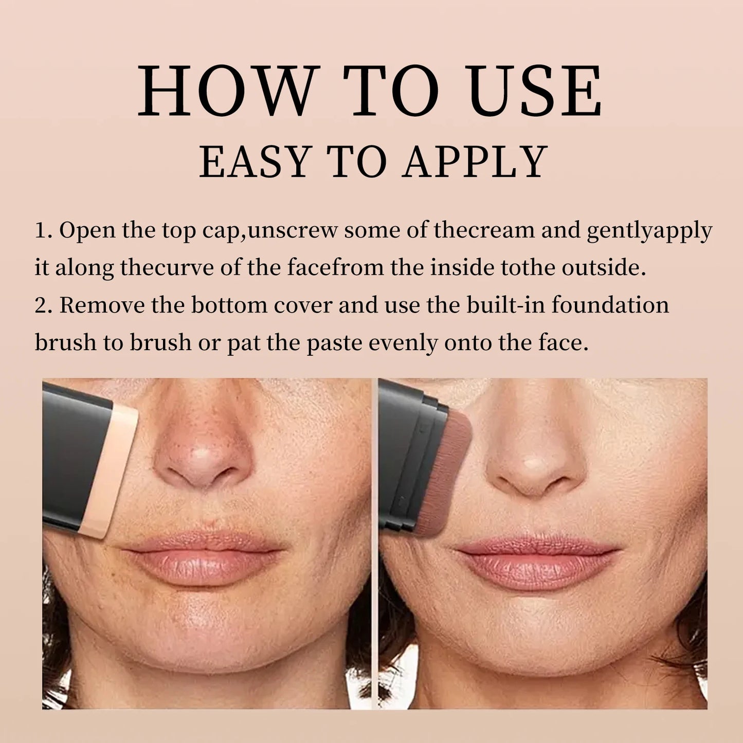 The All-In-One Wonder Stick: 2-in-1 Foundation & Built-In Brush for On-The-Go Perfection.