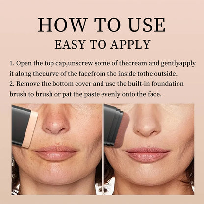 The All-In-One Wonder Stick: 2-in-1 Foundation & Built-In Brush for On-The-Go Perfection.