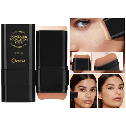 The All-In-One Wonder Stick: 2-in-1 Foundation & Built-In Brush for On-The-Go Perfection.