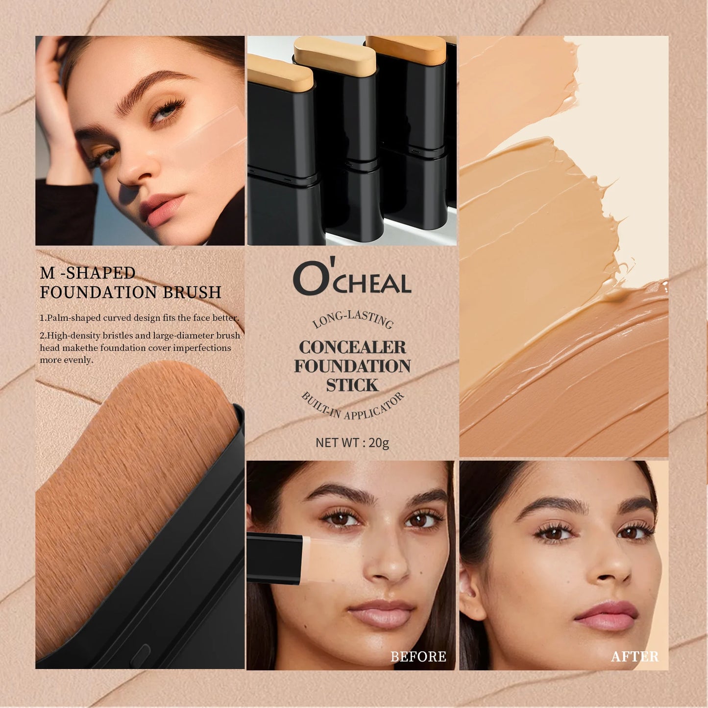 The All-In-One Wonder Stick: 2-in-1 Foundation & Built-In Brush for On-The-Go Perfection.