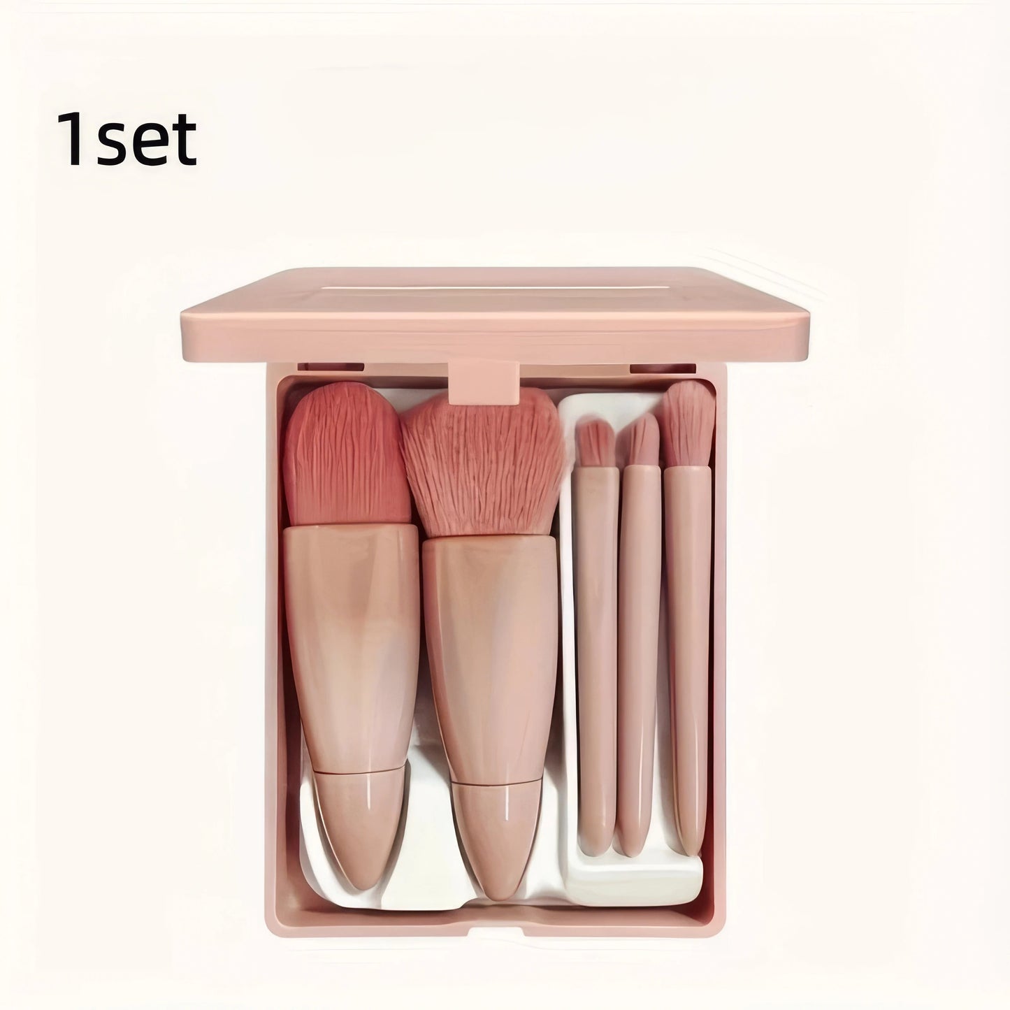 5-Piece Pink Makeup Brush Kit | Complete Set of Professional & Soft Synthetic Hair Brushes | Easy Storage & Carrying Shopulia