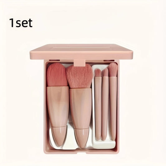 5-Piece Pink Makeup Brush Kit | Complete Set of Professional & Soft Synthetic Hair Brushes | Easy Storage & Carrying Shopulia