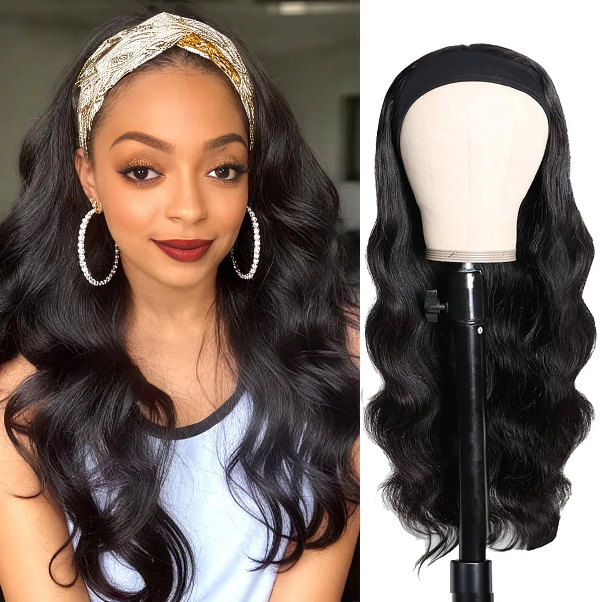 16-40nch 200 Density Headband Wig Body Wave Brazilian Human Hair Wig Without Glue Full Machine Made Ready To Wear Wigs For Women Shopulia