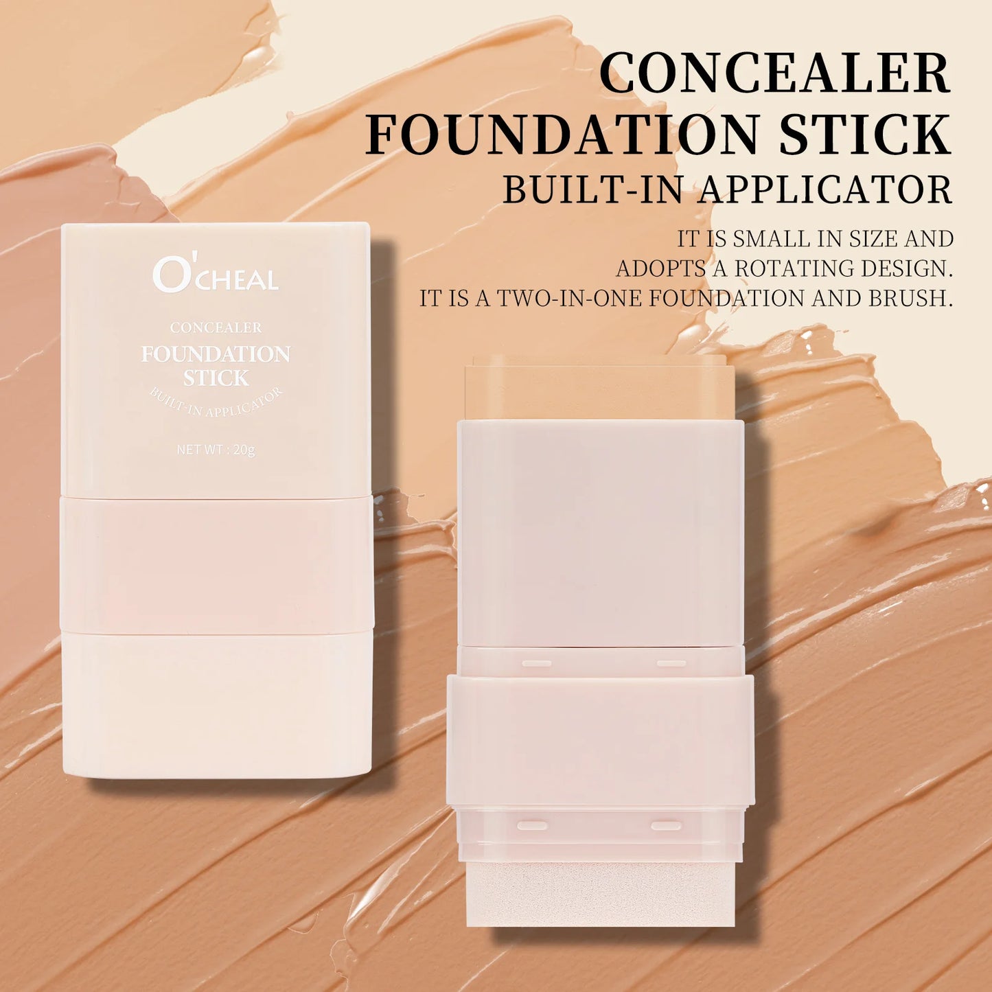 The All-In-One Wonder Stick: 2-in-1 Foundation & Built-In Brush for On-The-Go Perfection.